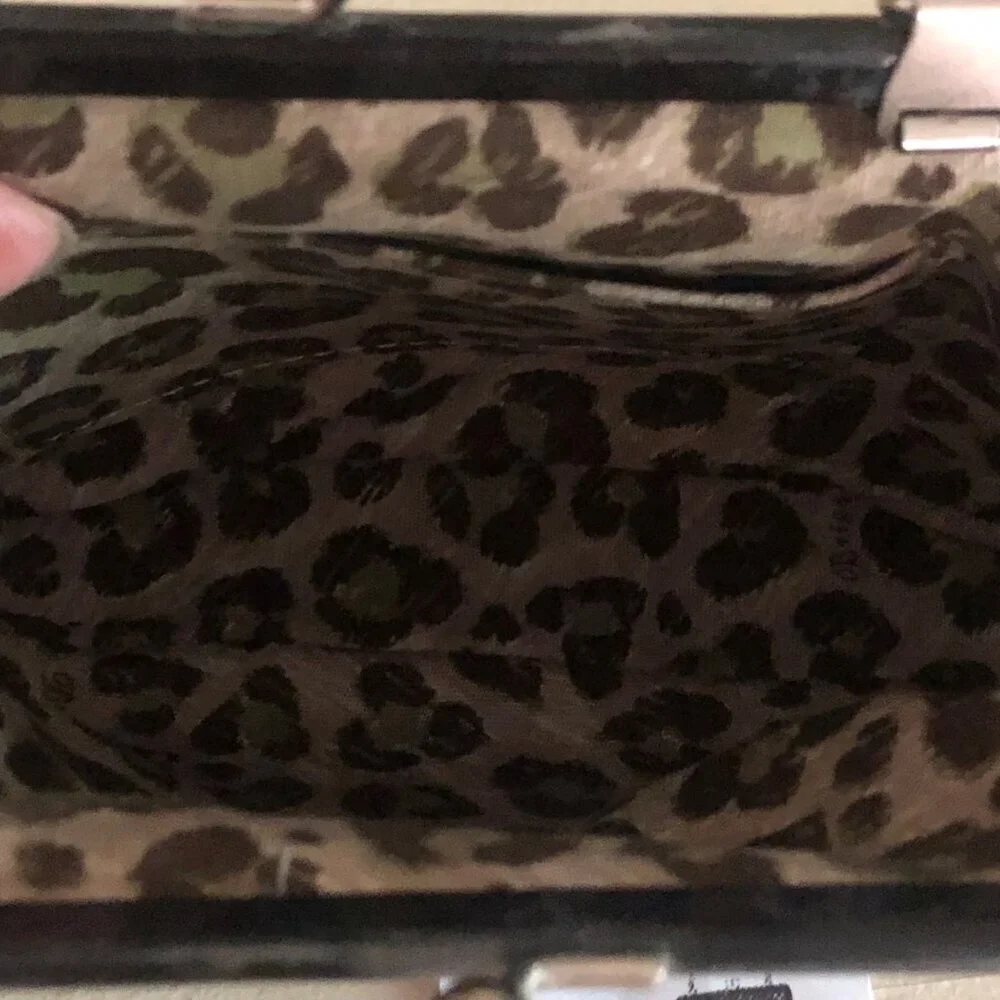 Brighton Cat Kisslock Coin Handbag Patent Small Leopard Print Purse - Picture 9 of 12